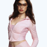 Zip Long Sleeve Top Baby Pink