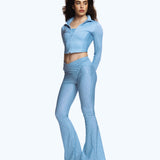 Zip Long Sleeve Top Baby Blue