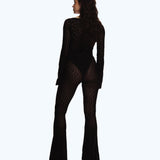 Flock Mesh Flare Pants Black