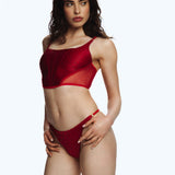 Satin Corset Top Cherry Red