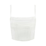 Satin Mesh Corset Top White