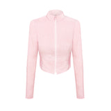 Zip Long Sleeve Top Baby Pink