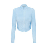 Zip Long Sleeve Top Baby Blue