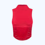 Satin High Neck Top Cherry Red