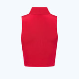 Satin High Neck Top Cherry Red