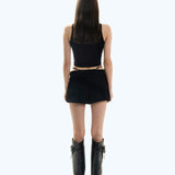 Satin High Neck Top Black
