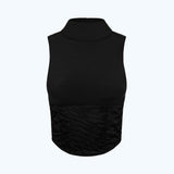 Satin High Neck Top Black