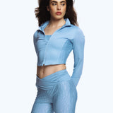 Zip Long Sleeve Top Baby Blue