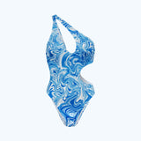Swim One-piece White & Blue