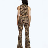 Flock Mesh Flare Pants Tattoo Beige