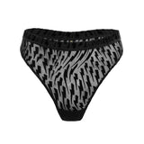 Flock Mesh High Waist Thongs Black