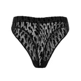 Flock Mesh High Waist Thongs Black