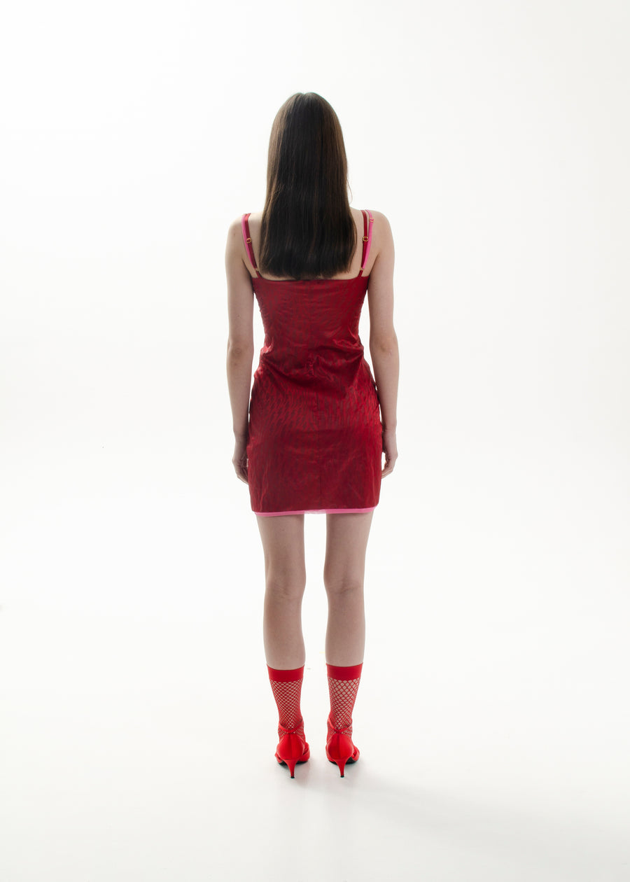 LUSCIOUS EXCESS RED SLIP DRESS